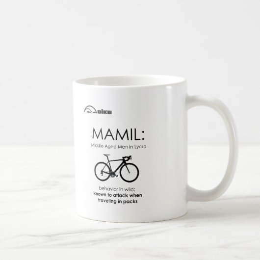 サイクリングのマグ- MAMILの行動 コーヒーマグカップ (右)