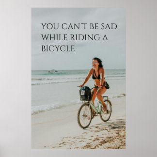 サイクリングのモチベーション – ビーチ自転車に乗る、カスタマイズ可能 ポスター