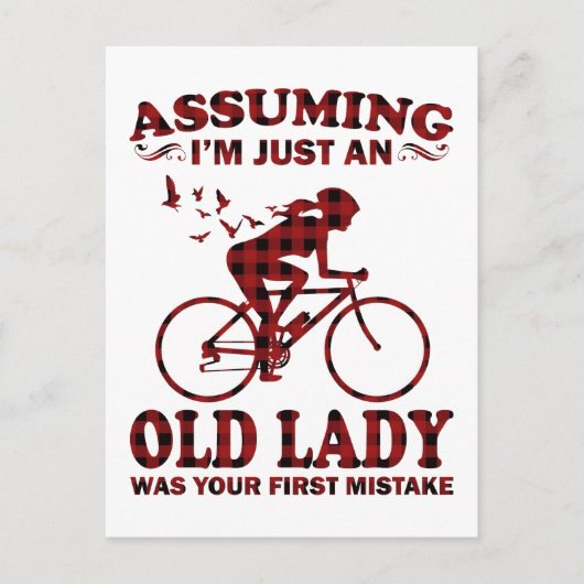 サイクリングの女性は私がただの老婦人だと仮定して ポストカード (正面)