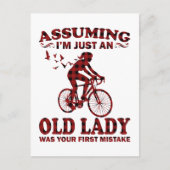 サイクリングの女性は私がただの老婦人のクリスマス ポストカード (正面)