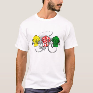 サイクリングのJerseysの黄色の緑および赤の水玉模様 Tシャツ