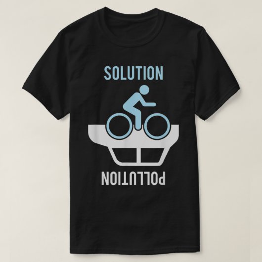 サイクリングは汚染サイクリングファクトQu上の解決策 Tシャツ (デザイン正面)
