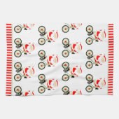 サイクリングをテーマにしたクリスマス キッチンタオル (横)