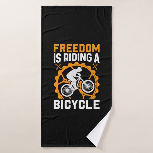 サイクリングアートの自由が自転車に乗っている バスタオル (バスタオル)