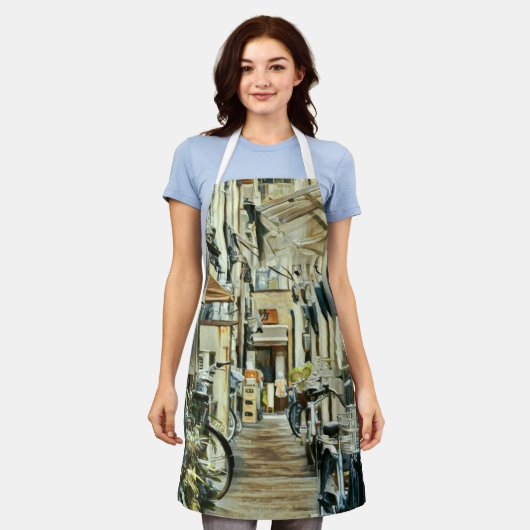 サイクリングアートワーク エプロン (着用した状態)