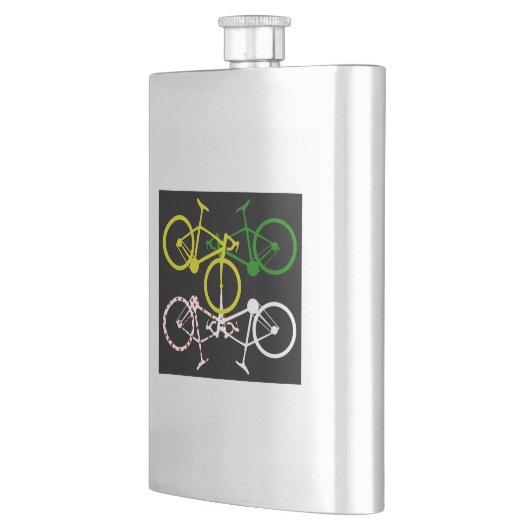 サイクリングイエローグリーンホワイトポルカドットジェリーズ フラスク (左)