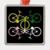 サイクリングイエローグリーンホワイトポルカドットジェリーズ メタルオーナメント (正面)