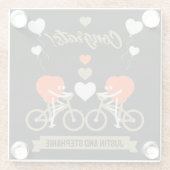 サイクリングカップル結婚ロマンチックとバレンタイン ガラスコースター (裏面)