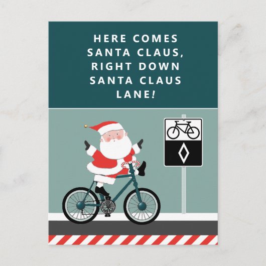 サイクリングクリスマスカード おもしろ自転車デザイン シーズンポストカード (正面)