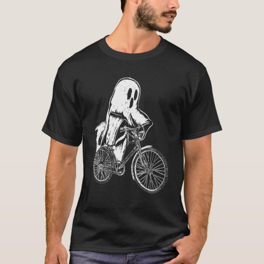 サイクリングサイクリストのハロウィーン幽霊乗用自転車Bik Tシャツ (正面)