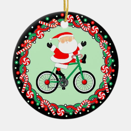 サイクリングサイクリストホリデーギフト セラミックオーナメント (正面)