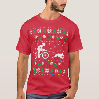 サイクリングサイクリングと犬の醜いクリスマスセーターXm Tシャツ