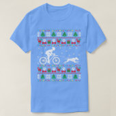 サイクリングサイクリングと犬の醜いクリスマスセーターXm Tシャツ (デザイン正面)