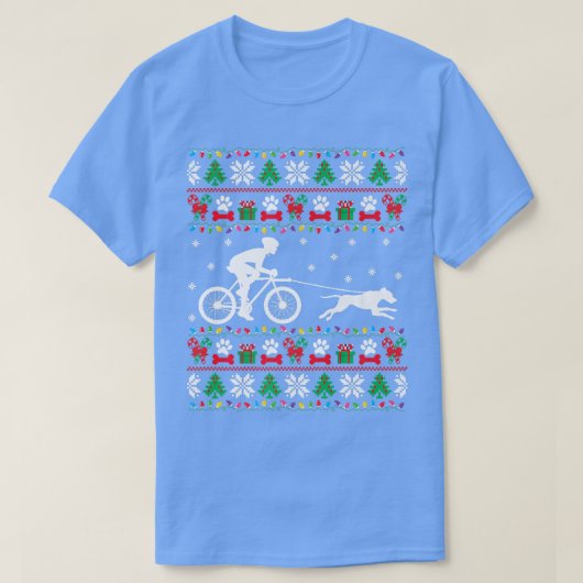サイクリングサイクリングと犬の醜いクリスマスセーターXm Tシャツ (デザイン正面)