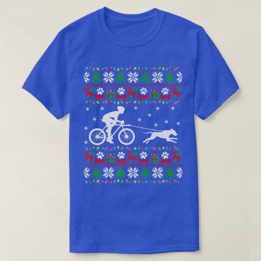 サイクリングサイクリングと犬の醜いクリスマスセーターXm Tシャツ (デザイン正面)