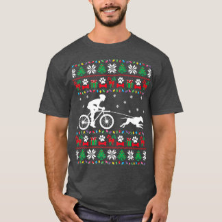 サイクリングサイクリングと犬の醜いクリスマスセーターXm Tシャツ