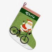 サイクリングサイクリングホリデーギフト ラージクリスマスストッキング (正面 (吊り時))
