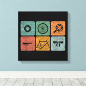 サイクリングサイクリングヴィンテージ自転車パーツサイクリストのギフト キャンバスプリント (インサイチュ (ウッドフロア))