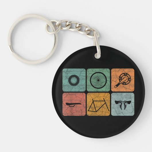 サイクリングサイクリングヴィンテージ自転車パーツサイクリストのギフト キーホルダー (正面)