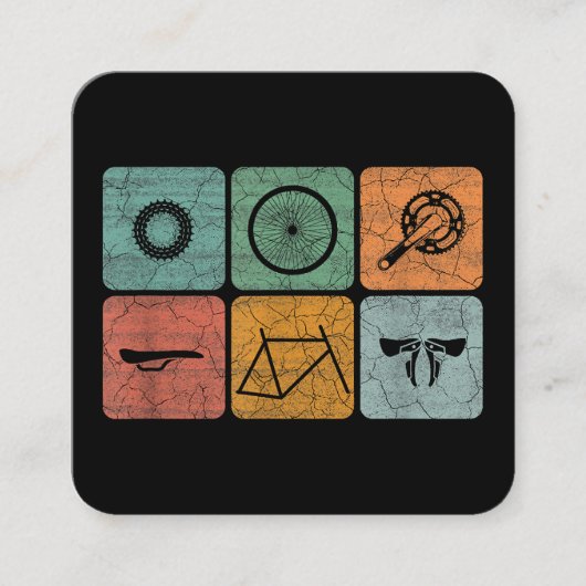 サイクリングサイクリングヴィンテージ自転車パーツサイクリストのギフト スクエア名刺 (正面)