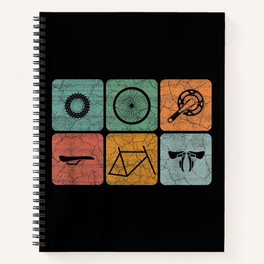 サイクリングサイクリングヴィンテージ自転車パーツサイクリストのギフト ノートブック (正面)