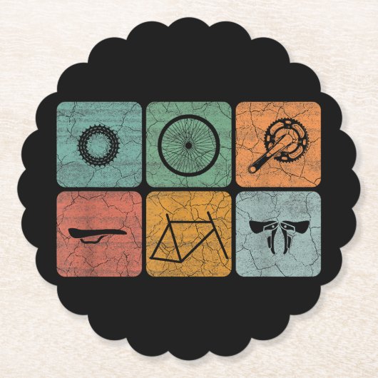 サイクリングサイクリングヴィンテージ自転車パーツサイクリストのギフト ペーパーコースター (正面)