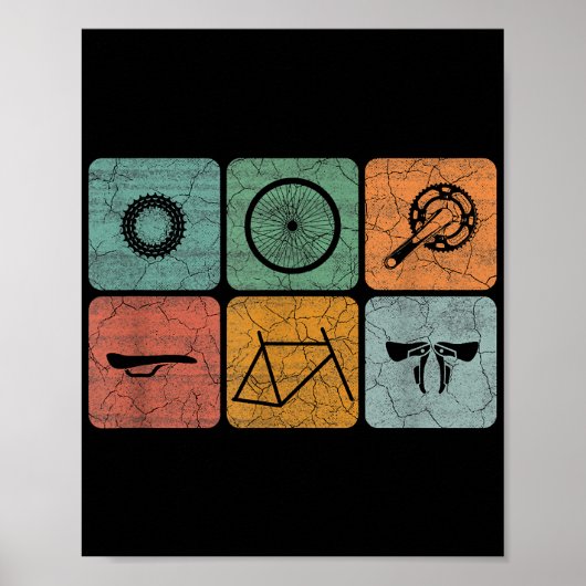 サイクリングサイクリングヴィンテージ自転車パーツサイクリストのギフト ポスター (正面)