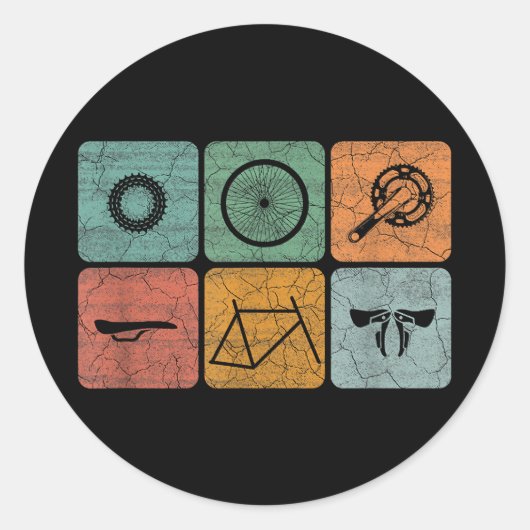 サイクリングサイクリングヴィンテージ自転車パーツサイクリストのギフト ラウンドシール (正面)