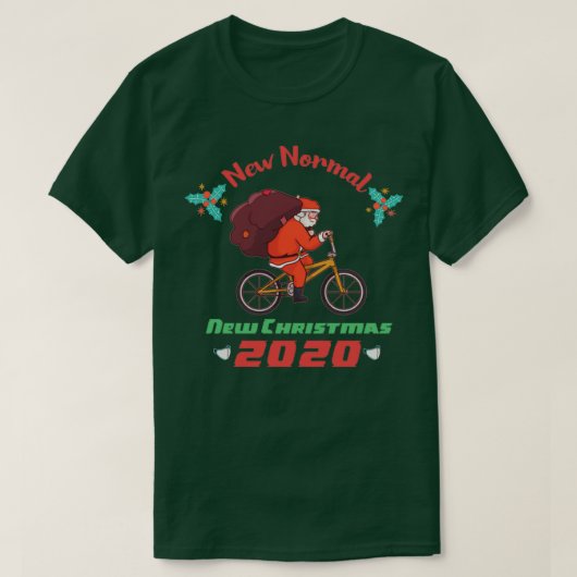 サイクリングサンタ2020おもしろいクリスマスシー Tシャツ (デザイン正面)