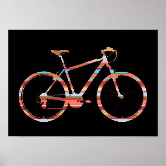 サイクリングストライプの自転車 ポスター (正面)