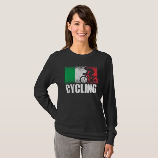 サイクリングスポーツイタリア国旗イタリアン自転車レーシングシー Tシャツ (正面フル)