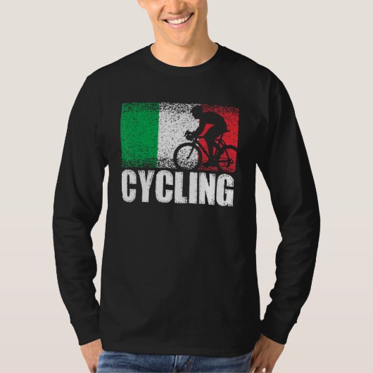 サイクリングスポーツイタリア国旗イタリアン自転車レーシングシー Tシャツ (正面)