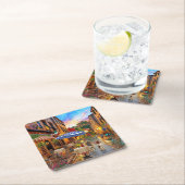 サイクリングスルーイタリアファインアート スクエアペーパーコースター (インサイチュ)