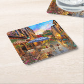 サイクリングスルーイタリアファインアート スクエアペーパーコースター (アングル)