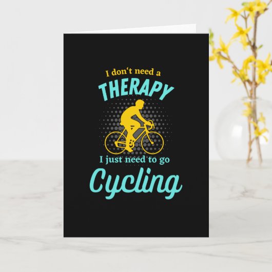 サイクリングセラピー自転車おもしろいバイクもしくは自転車に乗る人 カード (黄色い花)