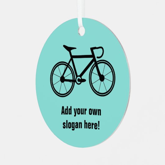 サイクリングテーマレース自転車のテキストをオン メタルオーナメント (正面左)