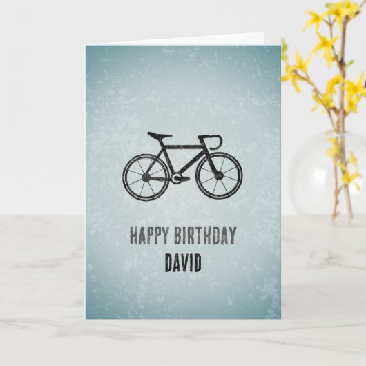 サイクリングテーマ – ロード/レーシング自転車メンズ誕生日 カード (黄色い花)