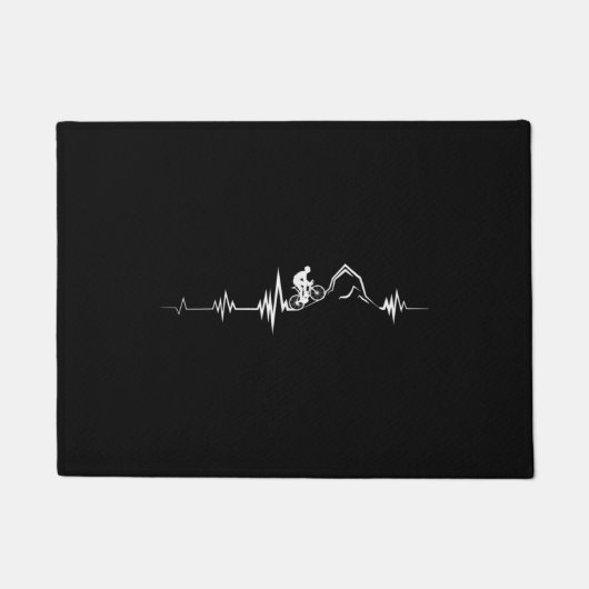 サイクリングハートビートレース自転車マウンテンバイク ドアマット (正面)