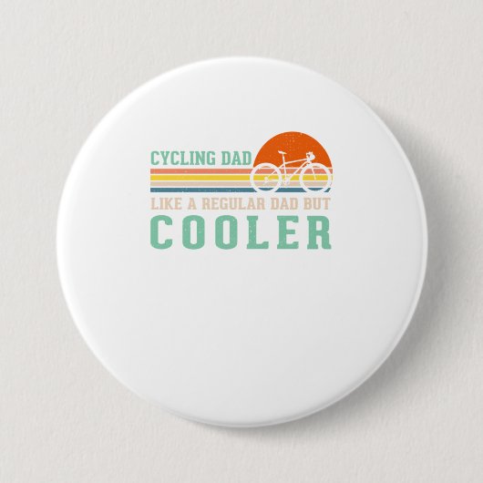 サイクリングパパおもしろい自転車愛好家ヴィンテージサン 缶バッジ (正面)