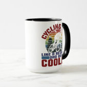 サイクリングパパ通常のパパがサイクリストのようクールな マグカップ (正面右)