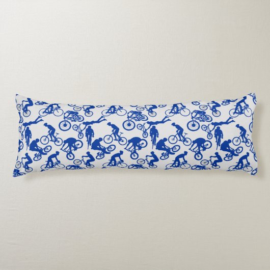 サイクリングフリースタイルパターン.w x4オフホワイトBG ボディピロー (正面)