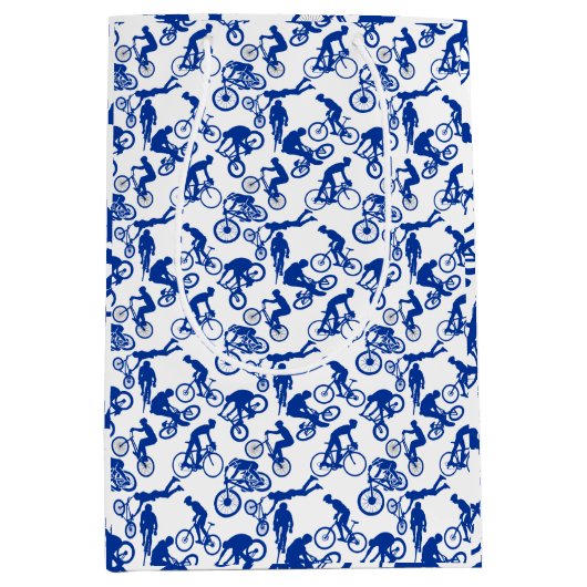 サイクリングフリースタイルパターン.w x4白BG ミディアムペーパーバッグ (正面)