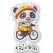 サイクリングベアパーソナライズされたビニールのシール シール (正面)