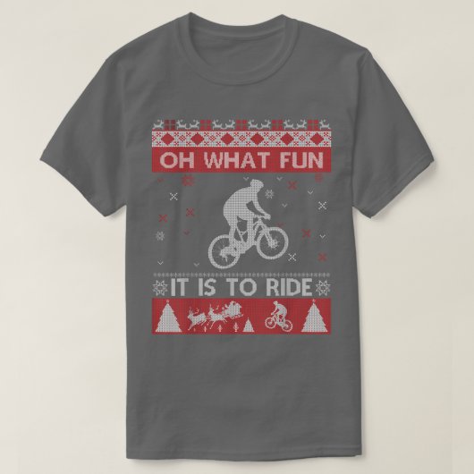 サイクリングマウンテンサイクリングああ何おもしろいクリスマススススススノー Tシャツ (デザイン正面)