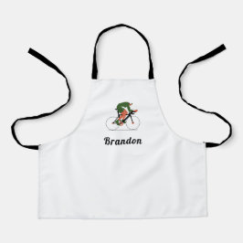 サイクリングモダンイラストレーションサイクリスト名前をカスタムする エプロン