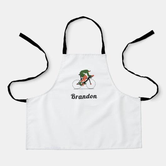 サイクリングモダンイラストレーションサイクリスト名前をカスタムする エプロン (正面)