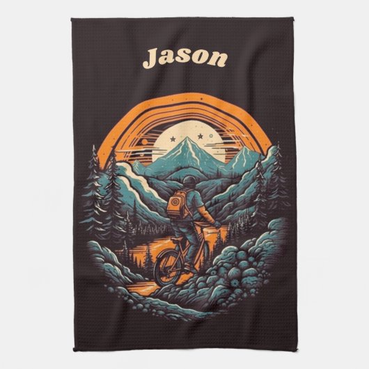 サイクリングライフ、カスタマイズ可能 キッチンタオル (縦)