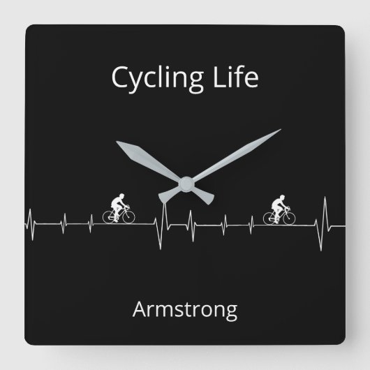 サイクリングライフ、ハートビートのカスタマイズ スクエア壁時計 (正面)