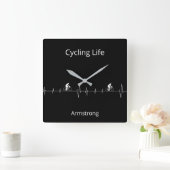 サイクリングライフ、ハートビートのカスタマイズ スクエア壁時計 (ホーム)