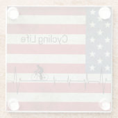 サイクリングライフ、星とストライプ ガラスコースター (裏面)